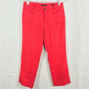 Banana Republic Pants‎ Womens Sz 6 Red Logan Cropped Straight Leg Linen Blend
